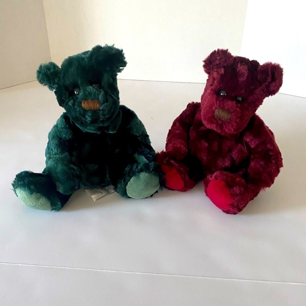 Dakin Vintage Maroon/Green Plush Bears